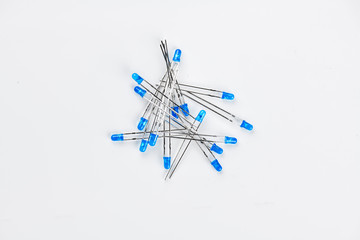 5mm light-emitting diodes.Pile of LEDs, toned blue.