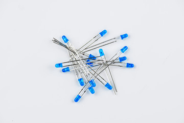 5mm light-emitting diodes.Pile of LEDs, toned blue.