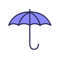 Blue umbrella icon. Line colored flat vector illustration. Isolated on white background.