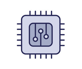 Microchip icon. Line colored vector illustration. Isolated on white background.