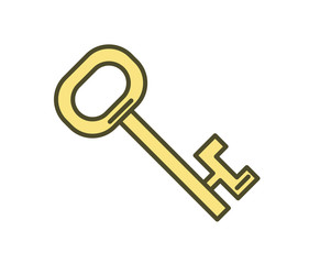 Golden key icon. Line colored vector illustration. Isolated on white background.