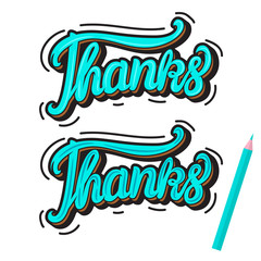 Obraz premium Vector Thanks hand lettering inscription isolated on white background