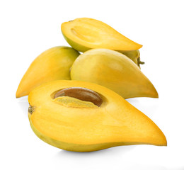 Egg fruit, Canistel, Yellow Sapote (Pouteria campechiana (Kunth) Baehni) on white background