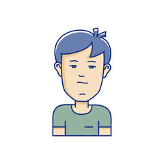 Vector character illustration of man face in cartoon linear