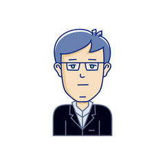 Vector character illustration of man face in cartoon linear