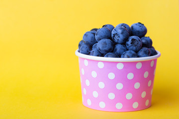 blueberry in a cheerful bright glass