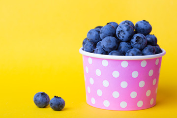 blueberry in a cheerful bright glass