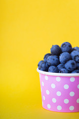 blueberry in a cheerful bright glass