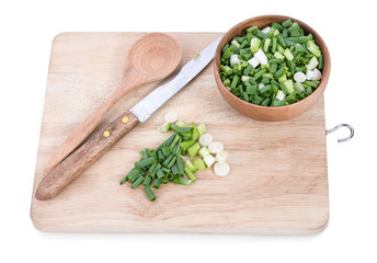 green onion isolated on the white background