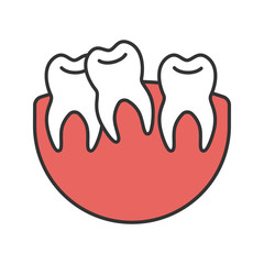 Crooked teeth color icon