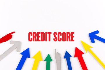 Colorful Arrows Showing to Center with a word CREDIT SCORE