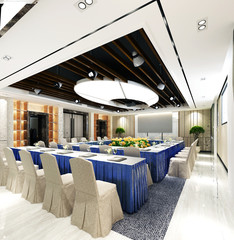 3d render of working office interior