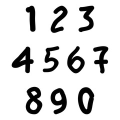 Set of calligraphic ink numbers.