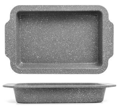 Gray baking tray isolated on white background
