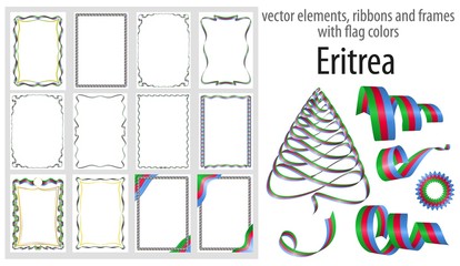 vector elements, ribbons and frames with flag colors Eritrea, template for your certificate and diploma