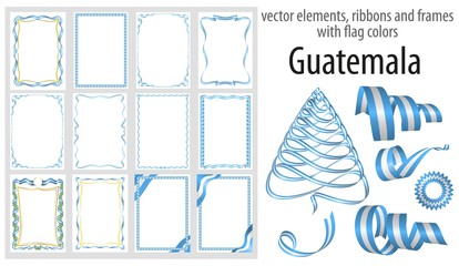 vector elements, ribbons and frames with flag colors Guatemala, template for your certificate and diploma