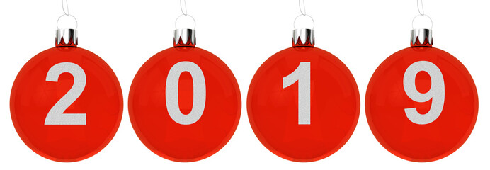 3D Illustration of 2019 christmas ball christmas ball isolated on white background