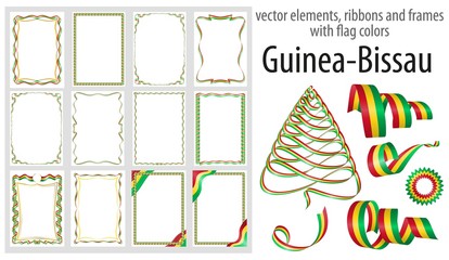 vector elements, ribbons and frames with flag colors Guinea-Bissau, template for your certificate and diploma