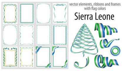 vector elements, ribbons and frames with flag colors Sierra Leone, template for your certificate and diploma