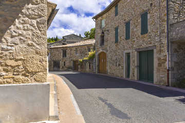 narrow street through the village Aurel, Provence, France, department Vaucluse, region Provence-Alpes-Côte d'Azur