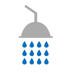 Flat icon shower with water drops isolated on white background. Vector illustration.