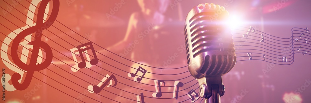 Poster composite image of close-up of microphone