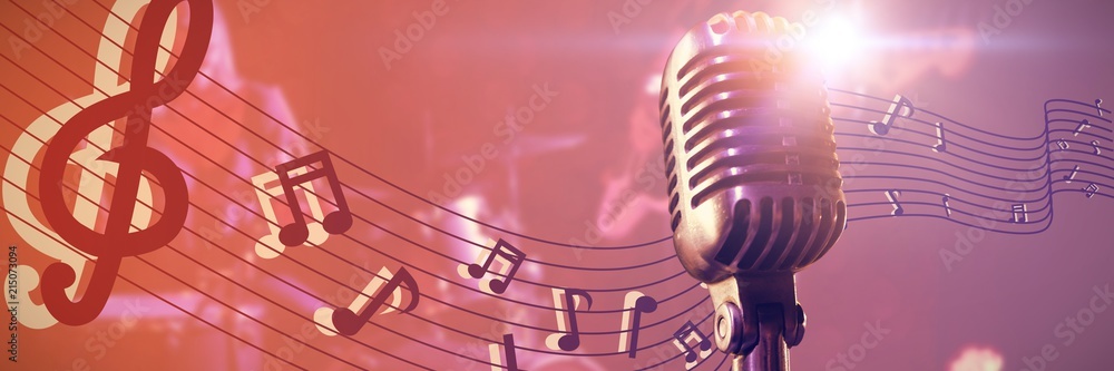 Poster composite image of close-up of microphone