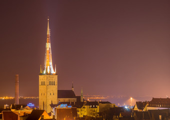 Beautiful night view on an old town in Tallinn, Estonia