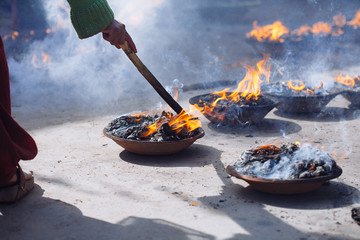 Detail of Hindu ceremony in Kathmandu, Nepal