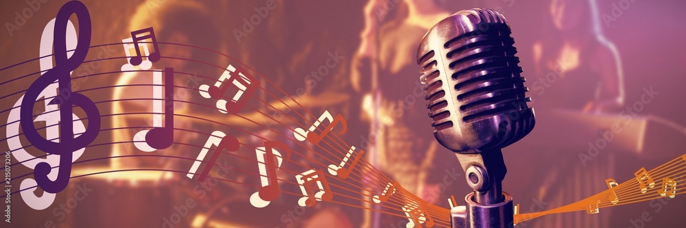 Poster composite image of close-up of microphone