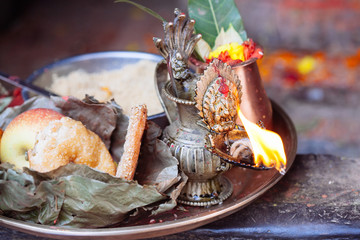 Detail of Hindu ceremony in Kathmandu, Nepal