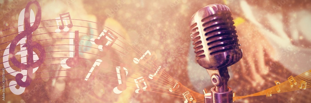 Poster composite image of close-up of microphone