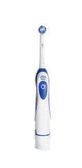 Electric toothbrush on white background. Dental care