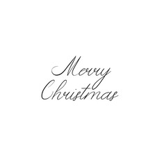 Merry Christmas. Holiday calligraphy. Handwritten brush lettering for greeting card, poster, invitation, banner. Hand drawn card template. Isolated on white background.