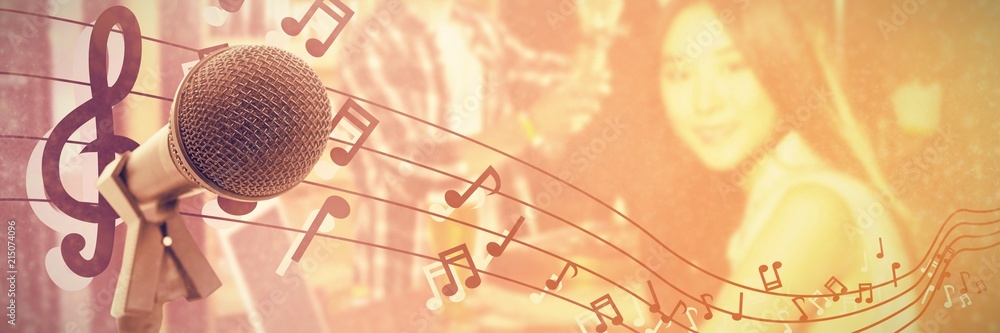 Poster composite image of microphone with stand