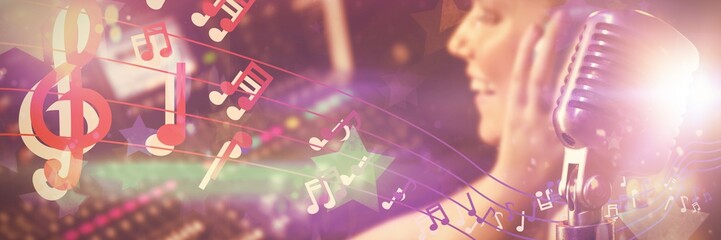 Composite image of close-up of microphone 