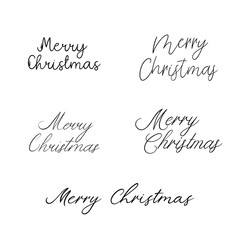 Merry Christmas. Holiday calligraphy. Handwritten brush lettering for greeting card, poster, invitation, banner. Hand drawn card template. Isolated on white background.
