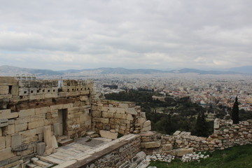 Fototapeta na wymiar Vista panorámica de la Acrópolis Griega 