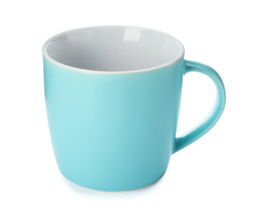 Color ceramic cup isolated on white