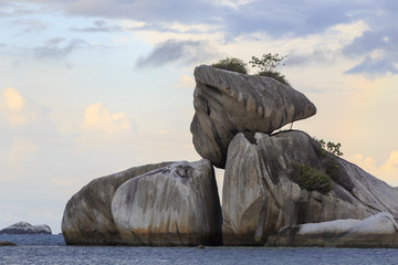 Rock Formations By Sea Against Sky, Belitung-Indonesia