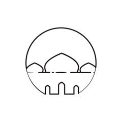 Obraz premium Circular Outline Mosque Custom Symbol Graphic Design