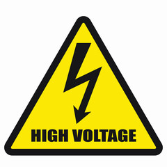 High voltage sign with lightning	