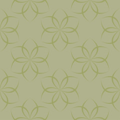 Olive green floral design. Seamless pattern