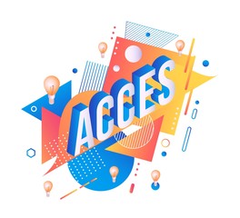 Access trendy background template with gradient colors and abstract geometric shapes and light bulbs. Vector modern poster, banner, presentation layout illustration