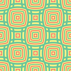 Geometric seamless pattern. Yellow background with pink and green design