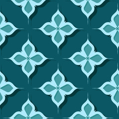 Seamless floral pattern. Blue green 3d designs