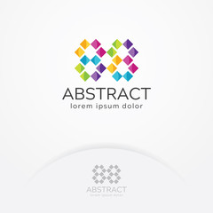 Abstract and Colorful pixel logo design, Vector illustration of colorful pixel - Vector logo template