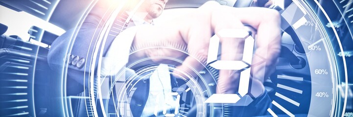 Composite image of interface dial countdown with timer in blue