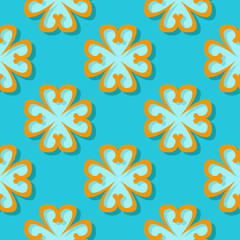 Fototapeta na wymiar Seamless floral background. Blue and orange 3d pattern
