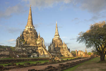 World Heritage Site at Wat Phra Si Sanphet temple. Ayutthaya historical park in Thailand.